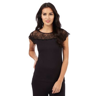 B by Ted Baker Black lace short sleeved top
